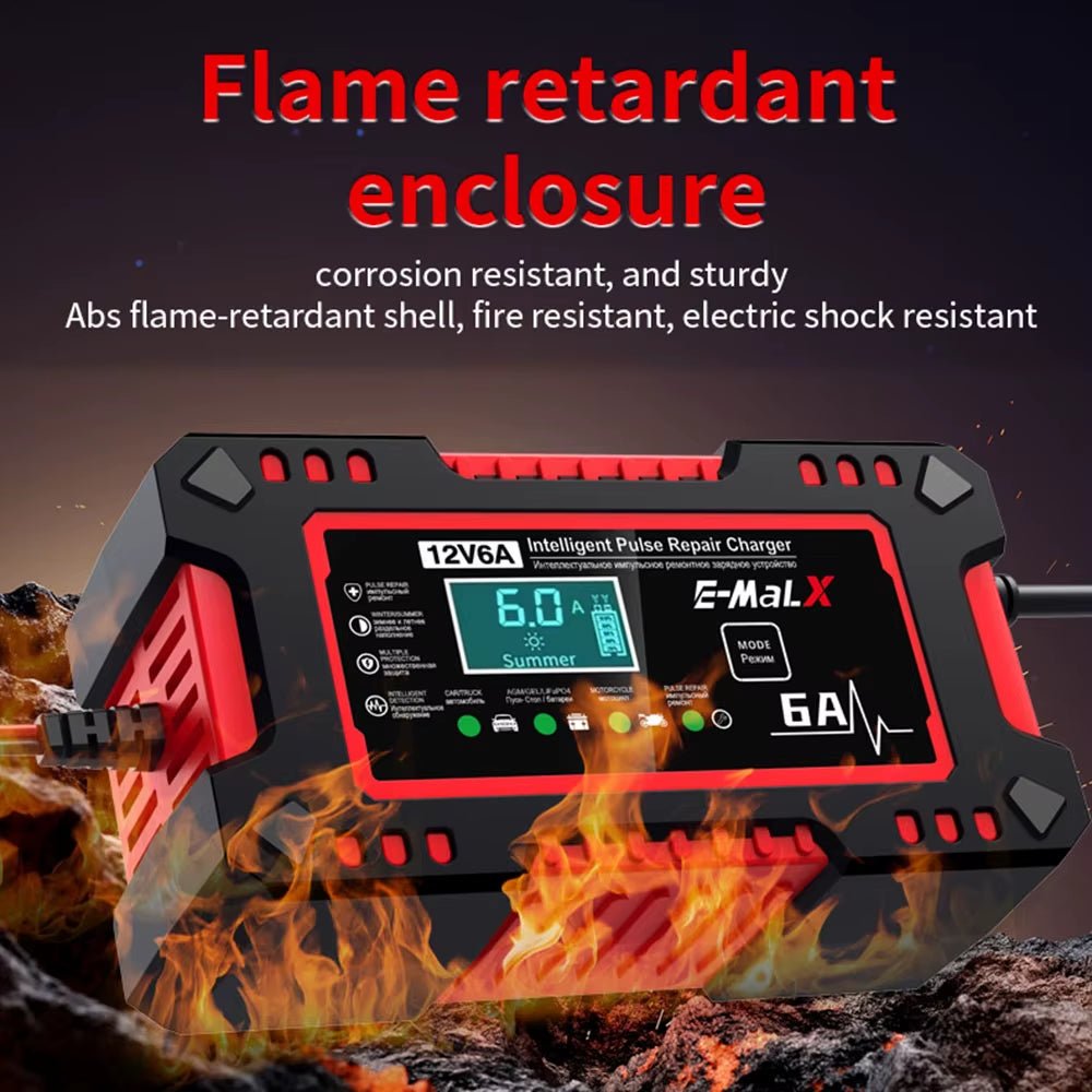12V 6A Storage Batteries Chargers Intelligent Pulse Repair Digital Display for AGM GEL Lead Acid Battery Charging Car Chargers