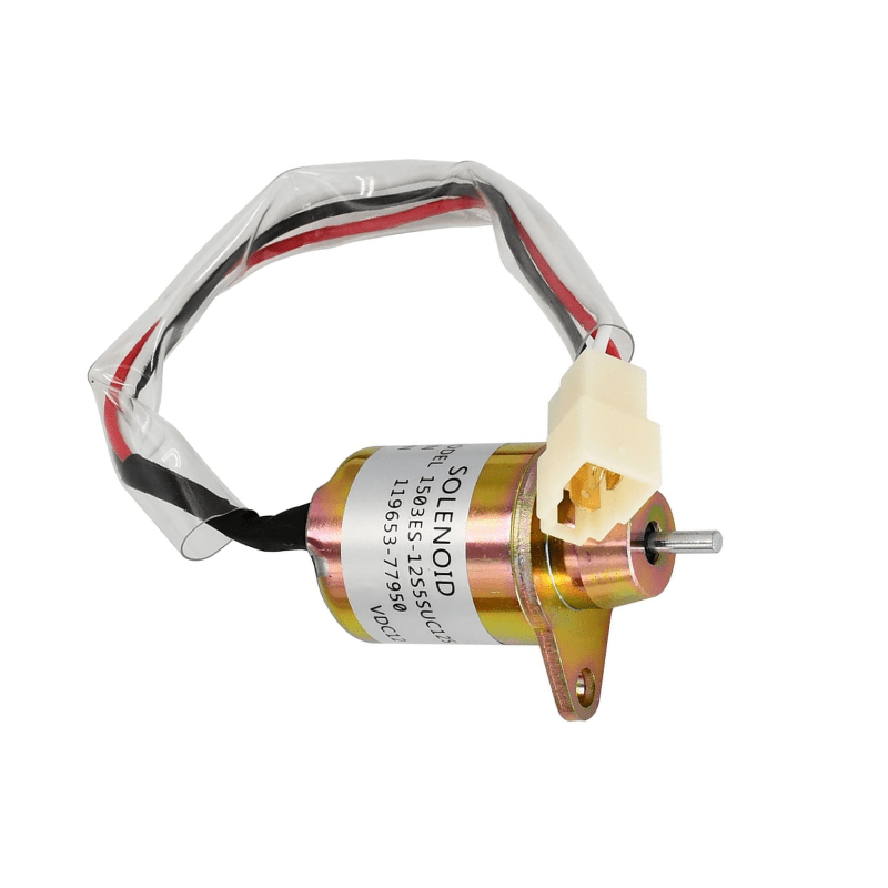1503ES - 12S5SUC12S 12v Fuel Shut Off Solenoid 119653 - 77950 for Yanmar John Deere komatsu cummins - Simms Diesel