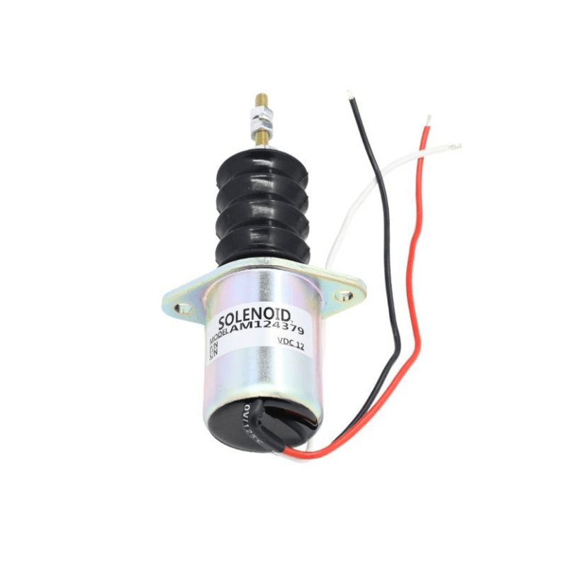 AM124379 Aftermarket 12V Fuel Shut Off Solenoid AM103337 AM124380 AM124377 Compatible With John Deere 415 455 445 F915 F925 F935 430 332 855 856 375 675 Front Mower Lawn and Garden Tractors - Simms Diesel