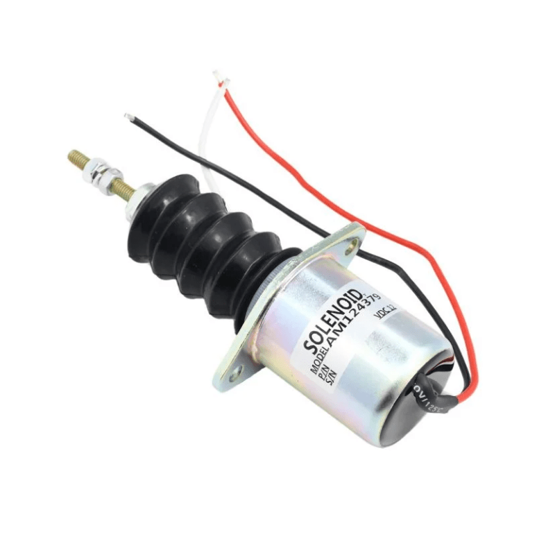 AM124379 Aftermarket 12V Fuel Shut Off Solenoid AM103337 AM124380 AM124377 Compatible With John Deere 415 455 445 F915 F925 F935 430 332 855 856 375 675 Front Mower Lawn and Garden Tractors - Simms Diesel