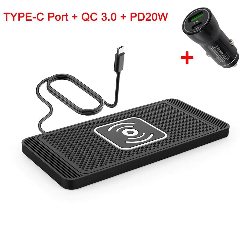 Car Wireless Charger Non-Slip Pad Silicone Fast Charging Wireless Charger for Car for Iphone 15 14 Xiaomi Huawei Samsung S23 S22