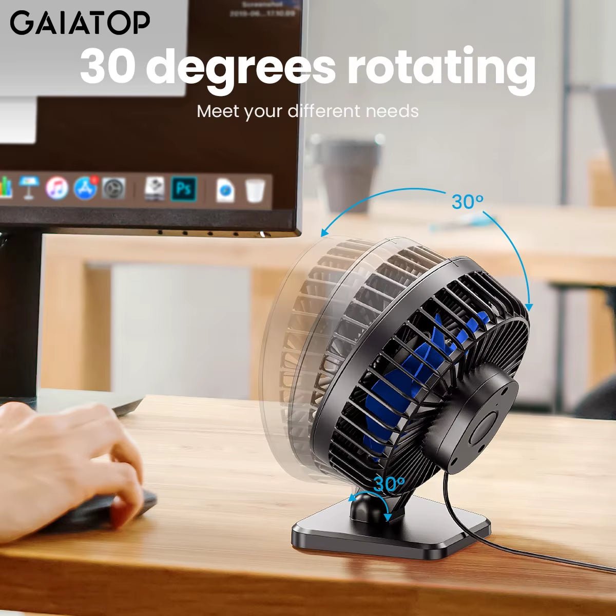 GAIATOP Mini USB Desktop Fan Portable Fan Desktop Office USB Quiet Cooling Fans Three Speed Adjustment Suitable for Home Office