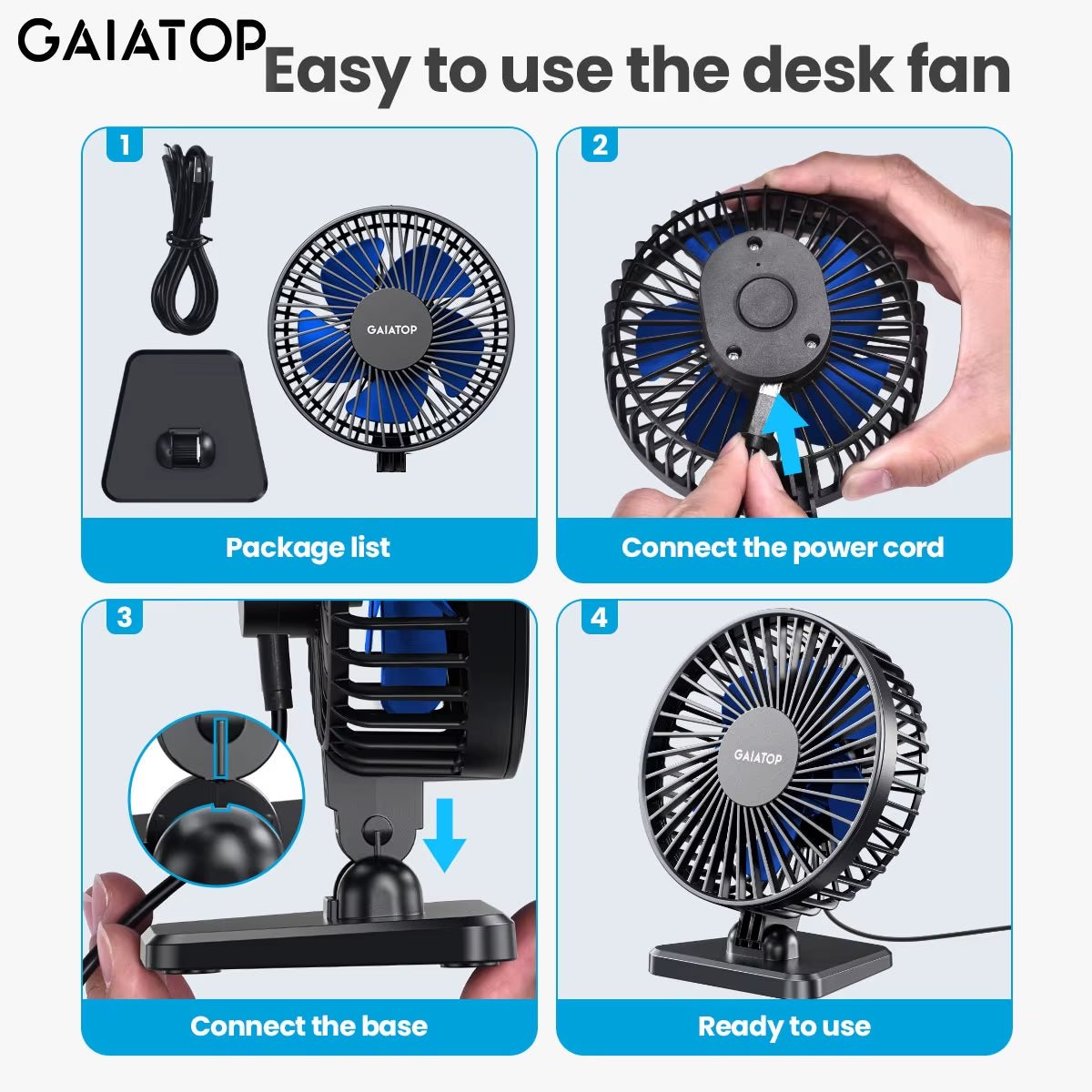 GAIATOP Mini USB Desktop Fan Portable Fan Desktop Office USB Quiet Cooling Fans Three Speed Adjustment Suitable for Home Office