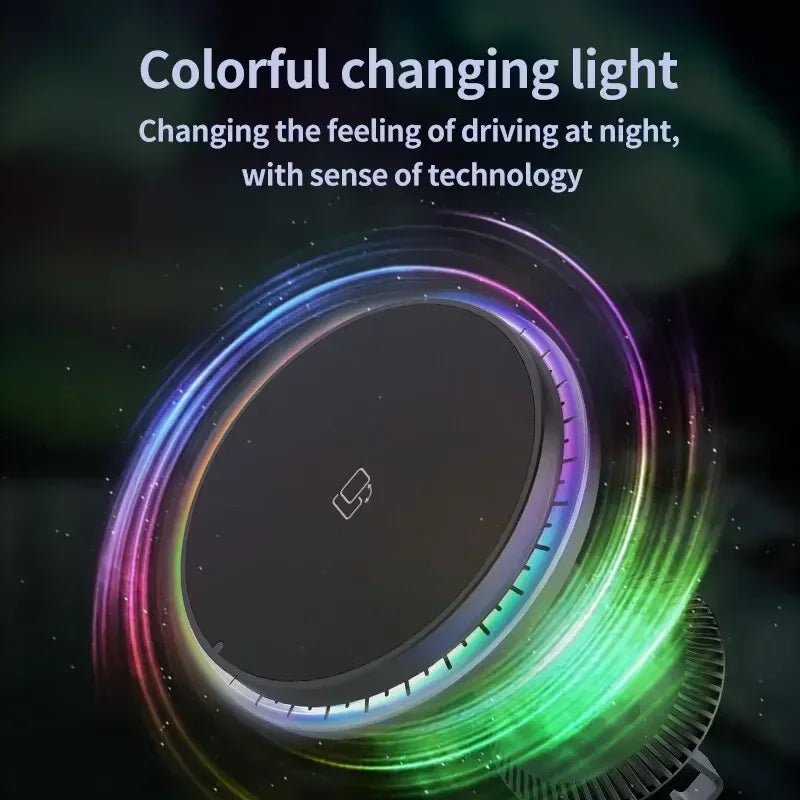 RGB & Ice‑Cooling Car Magnetic Wireless Charger – Magnetic Wireless Car Charger & Phone Holder for iPhone 12/13/14/15 Pro Max & Mini – Fast Charging RGB Vent Mount - Simms Diesel