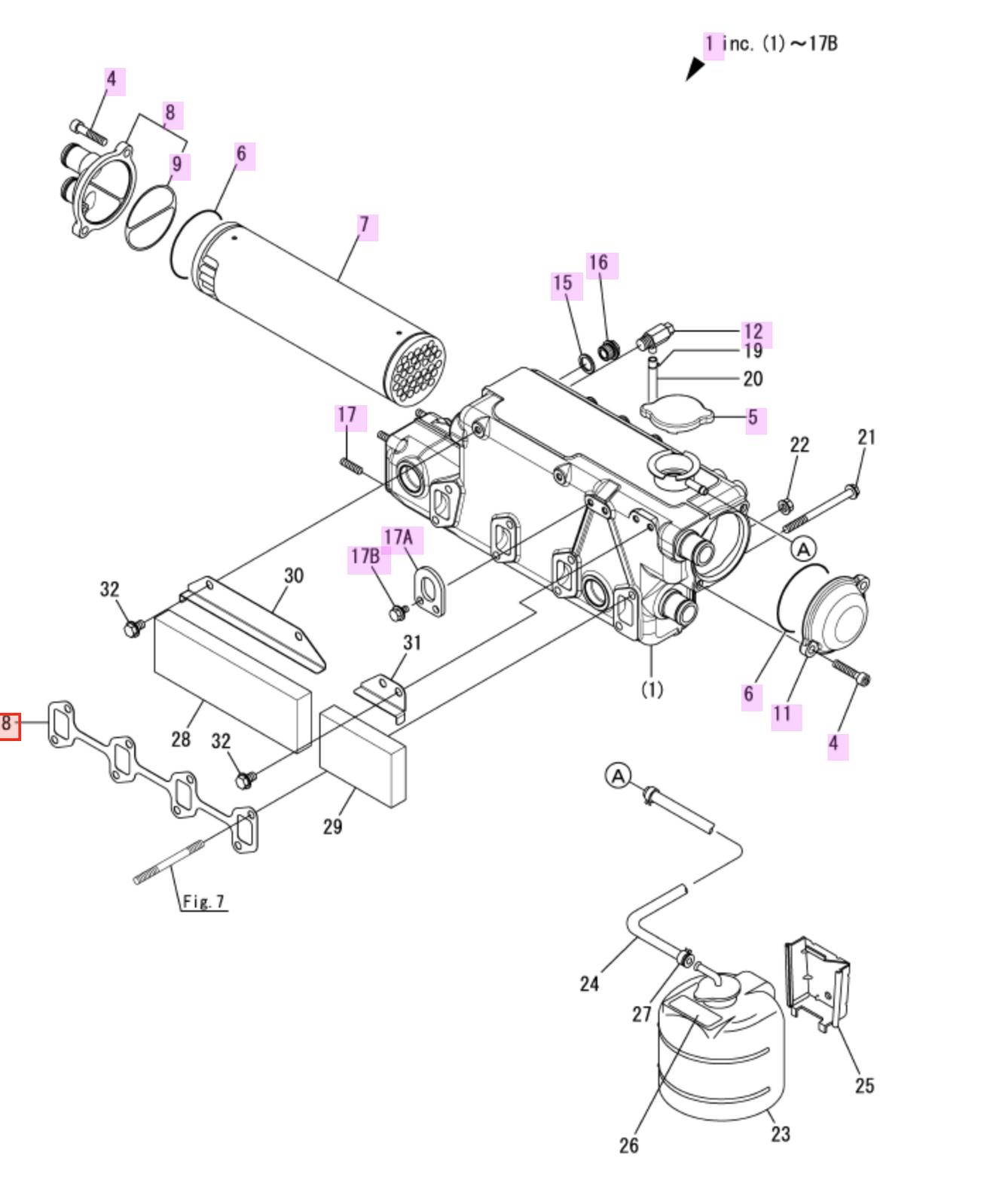 Yanmar Fresh Water Cooler Assembly 129670 - 44911 - Simms Diesel