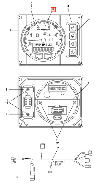 Yanmar LCD Tachometer 164100 - 53104 - Simms Diesel