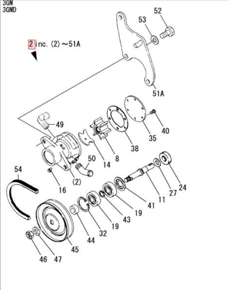 Yanmar Seawater Pump 128270 - 42000 - Simms Diesel
